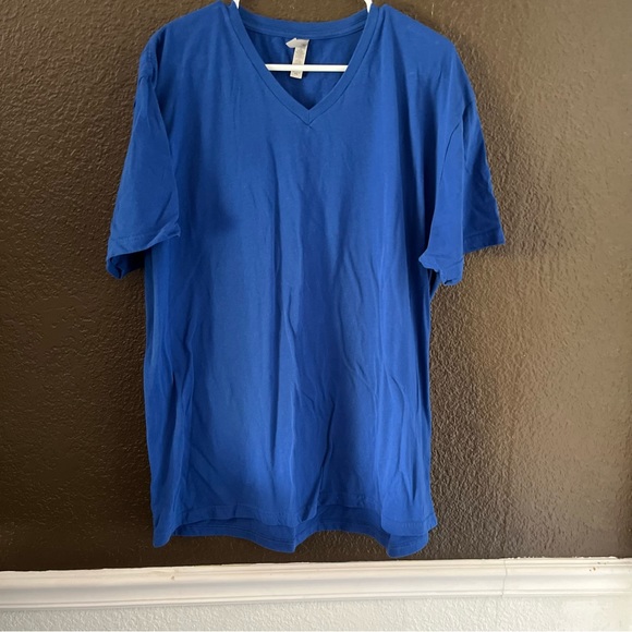 Blue Short Sleeve V Neck Tee, Size XXL - Picture 1 of 4